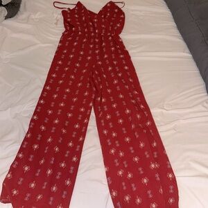 Red patterned tank jumpsuit Size Medium